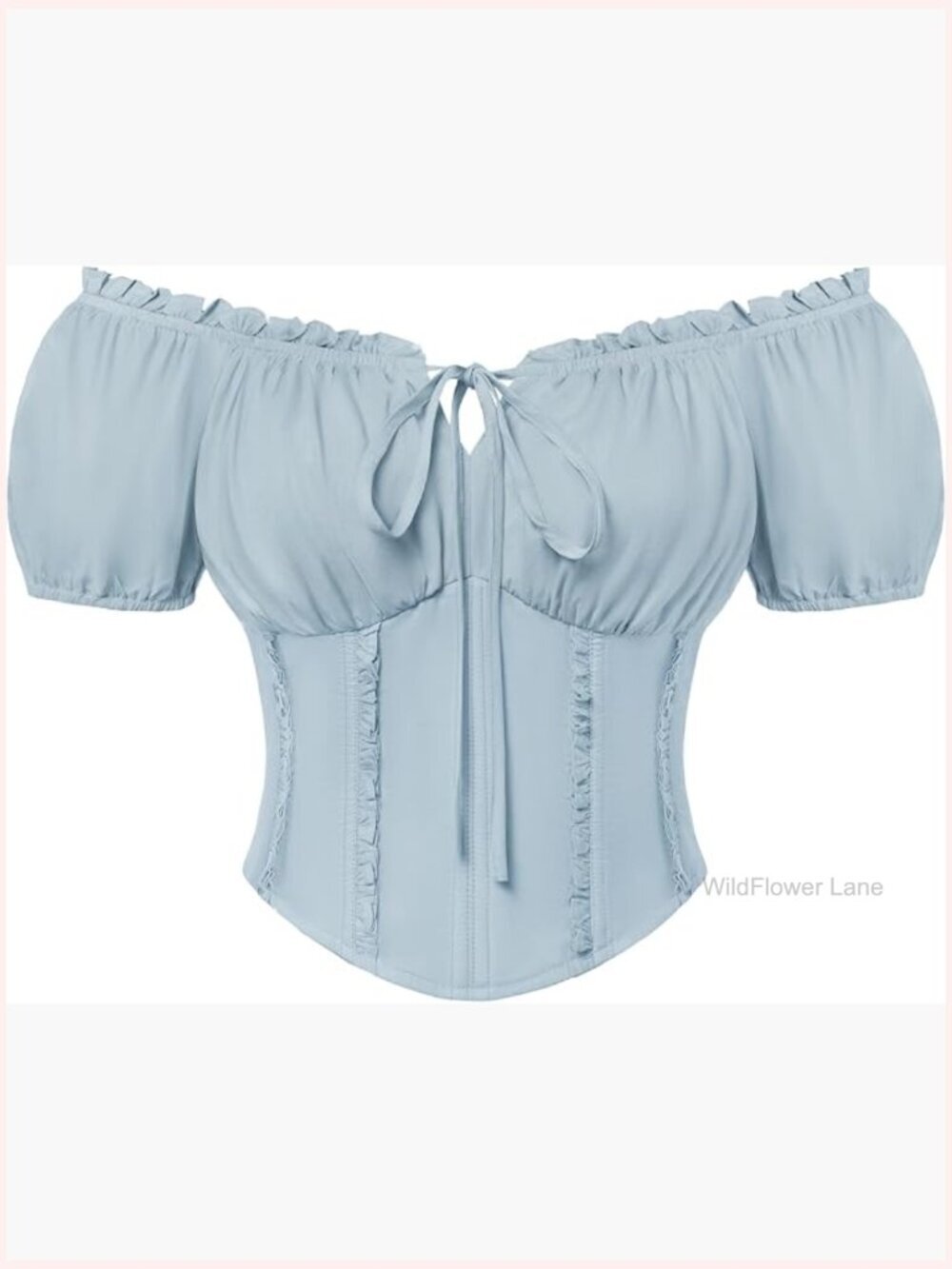 Short Sleeve Corset Top Peasant Blouse Renaissance Square Neck